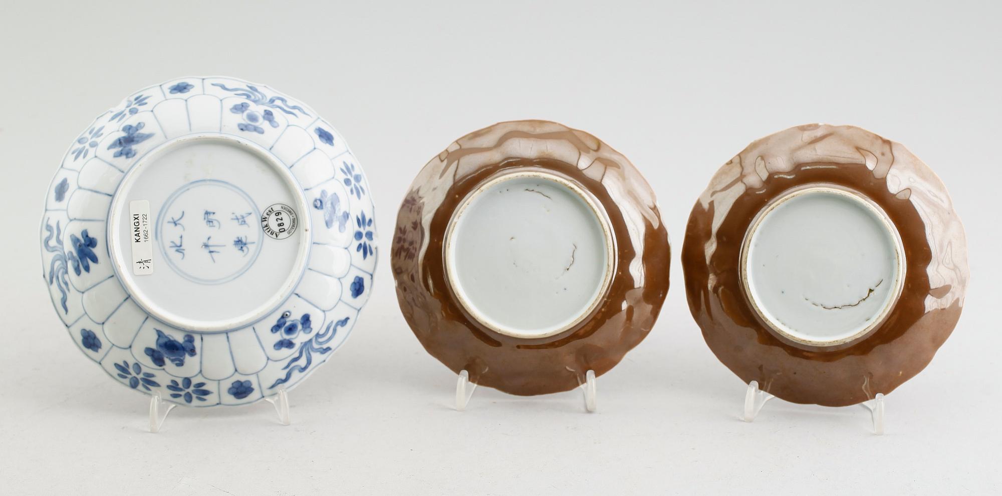 FAT, 3 st (2+1), porslin, Kina, Kangxi 1662-1722.