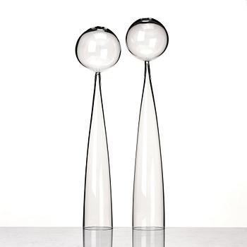 John Selbing, two glass sculptures "Klot över kon", Orrefors, Sweden 1954.