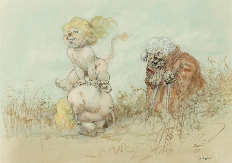 Robert Högfeldt, Gumma och två lekande trollbarn.