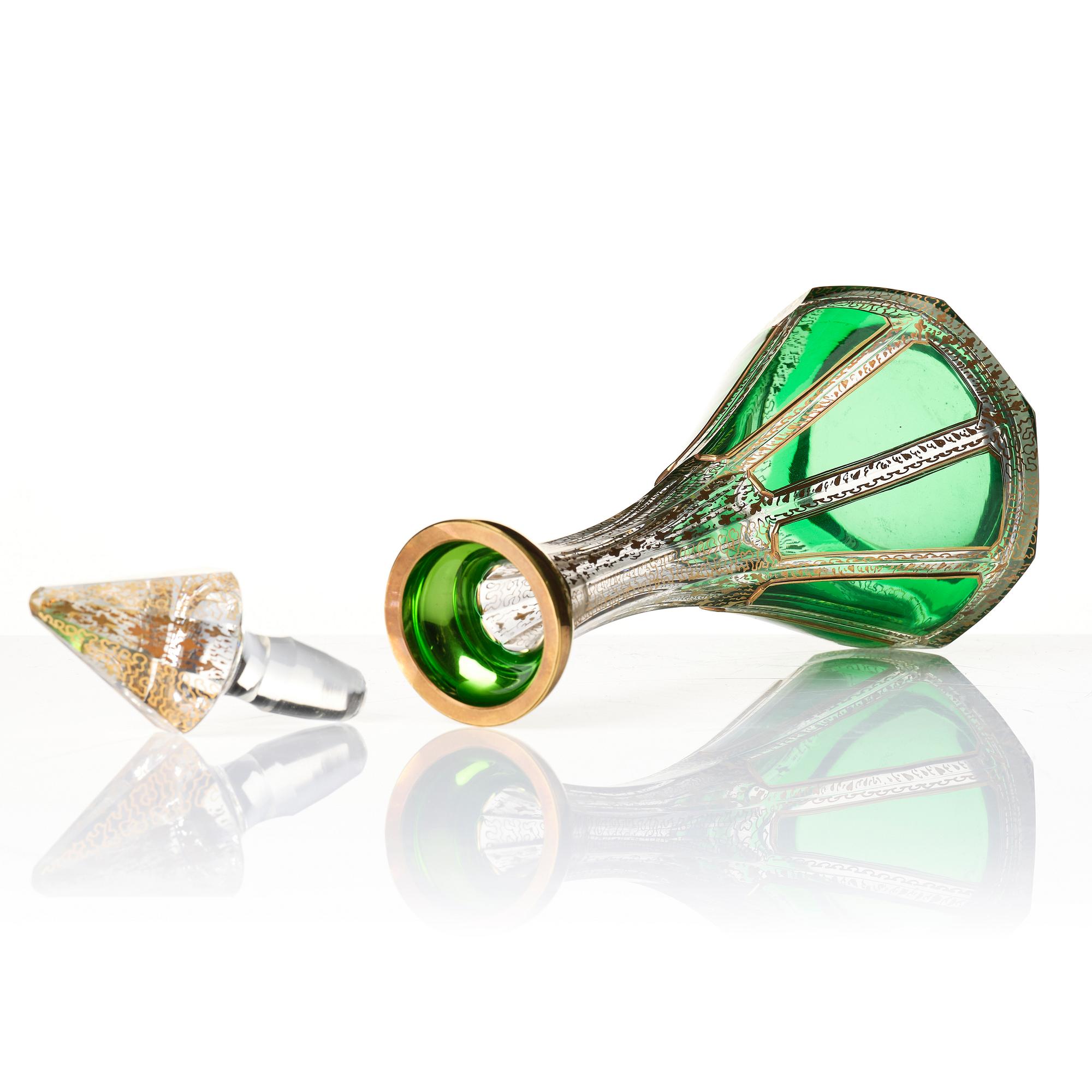 Likörservis, glas, en karaff och sex glas, Murano,  samt kanna,, 1900-tal.