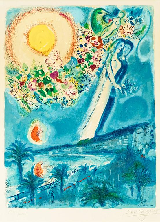 Marc Chagall, "Fiancés dans le ciel de Nice", from: "Nice et la Côte d'Azur".