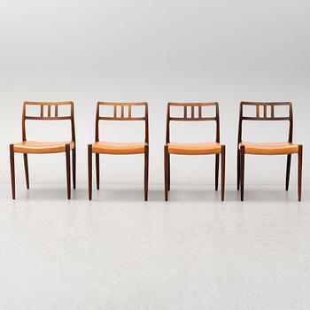 NIELS O. MØLLER, stolar, 4 st, J.L. Møller Models, Danmark, 1960-tal.