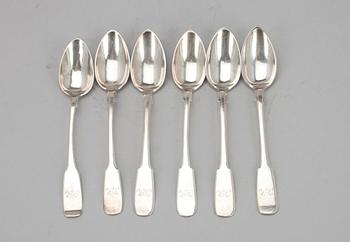 TESKEDAR, 6 st, 84 silver, Moskva 1868. Vikt ca 130,9 g.