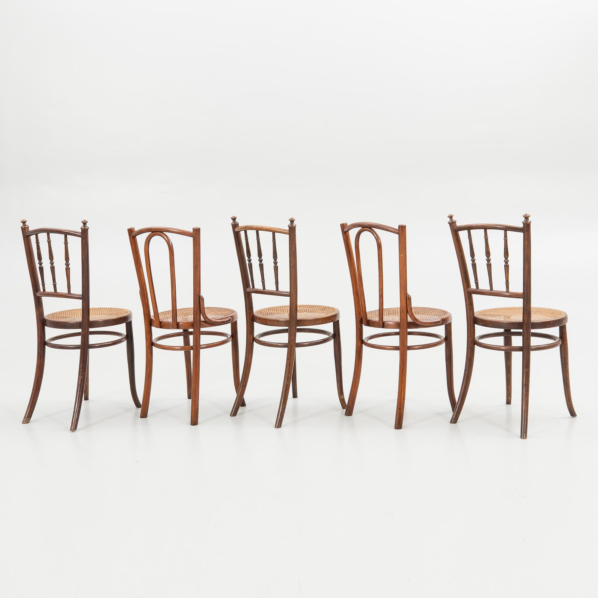 Chairs, 5 pieces, early 20th century.