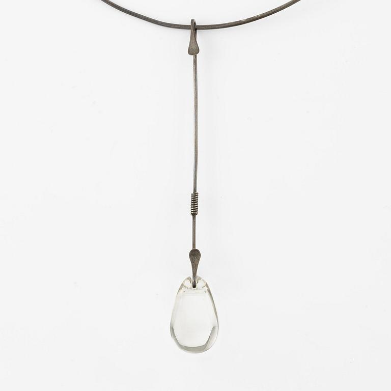 Vivianna Torun Bülow-Hübe, a necklace, silver with a glass drop, excecuted in her own studio most likely 1950's.