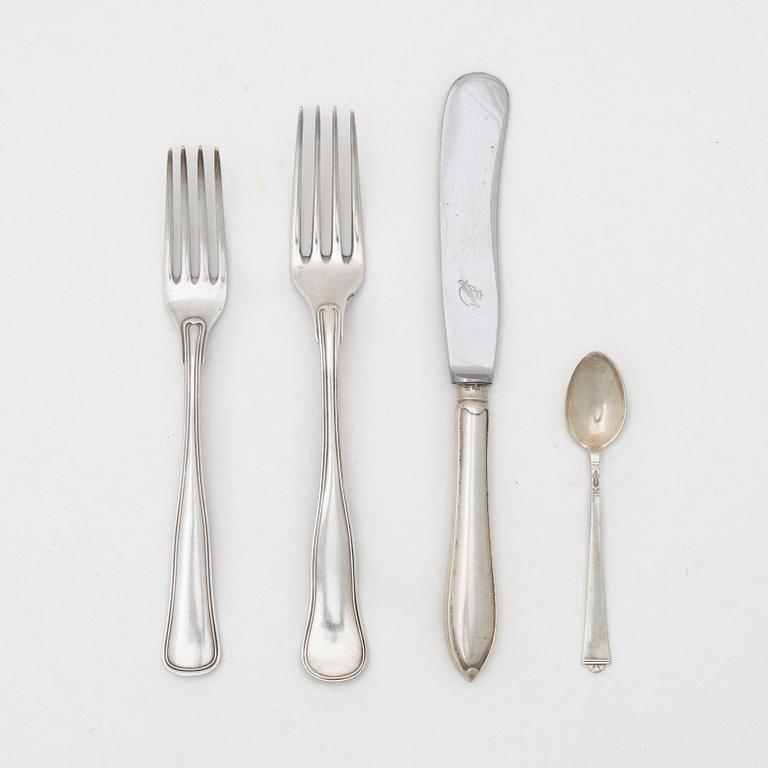 21 pieces of silver cutlery, 20th century.