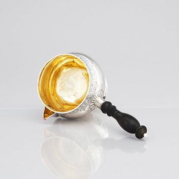 A Danish parcel-gilt silver saucepan, mark of Christian Werum, Copenhagen 1779. Fabricius hallmark.