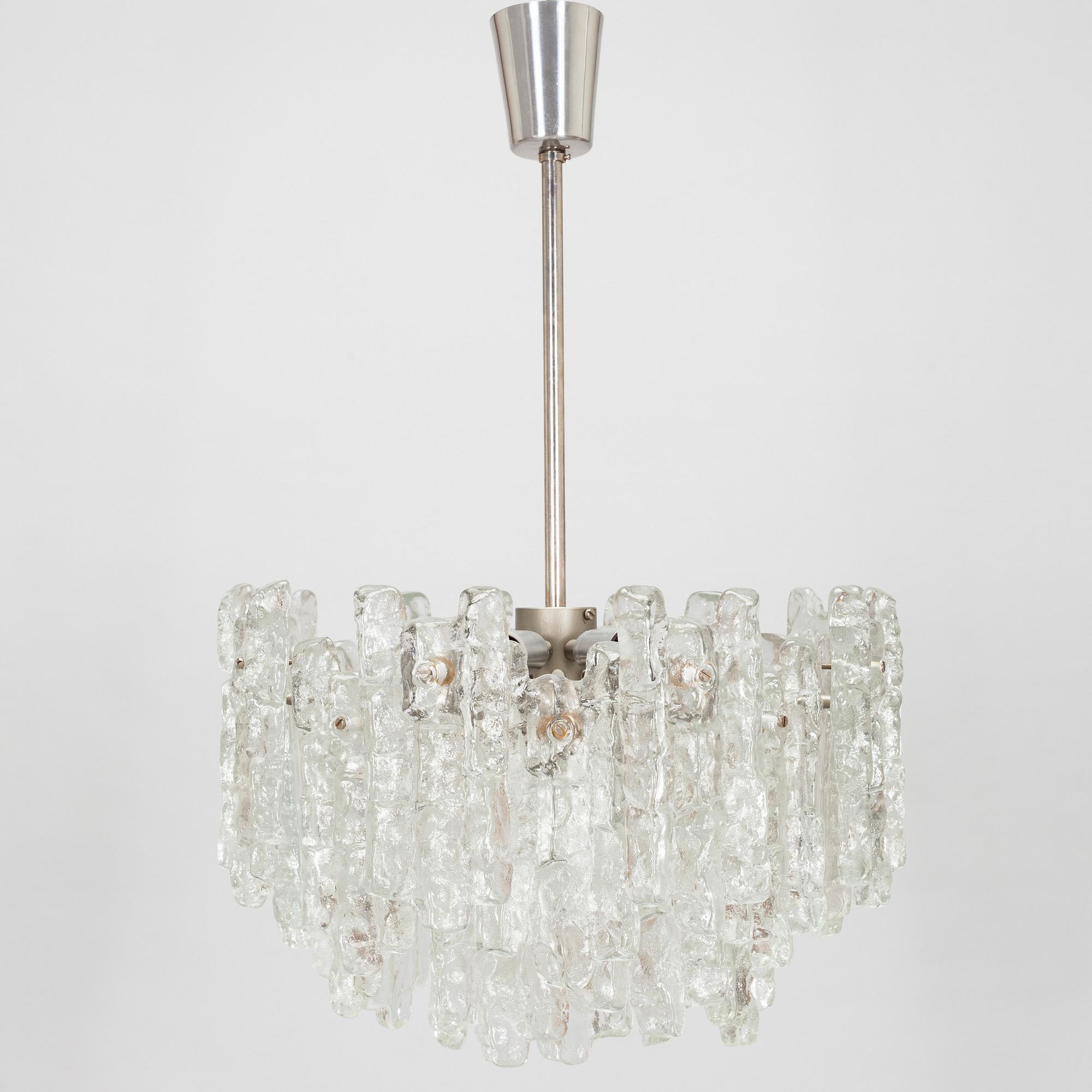 A 1960s "Ice block chandelier" by J.T Design, Kalmar, Austria.