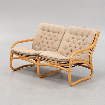 A bamboo and rattan three-piece 'Baden' furniture suite, IKEA, 1970's.