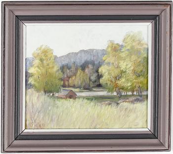 WILHELM BEHM, olja på pannå, signerad Vilh. Behm.