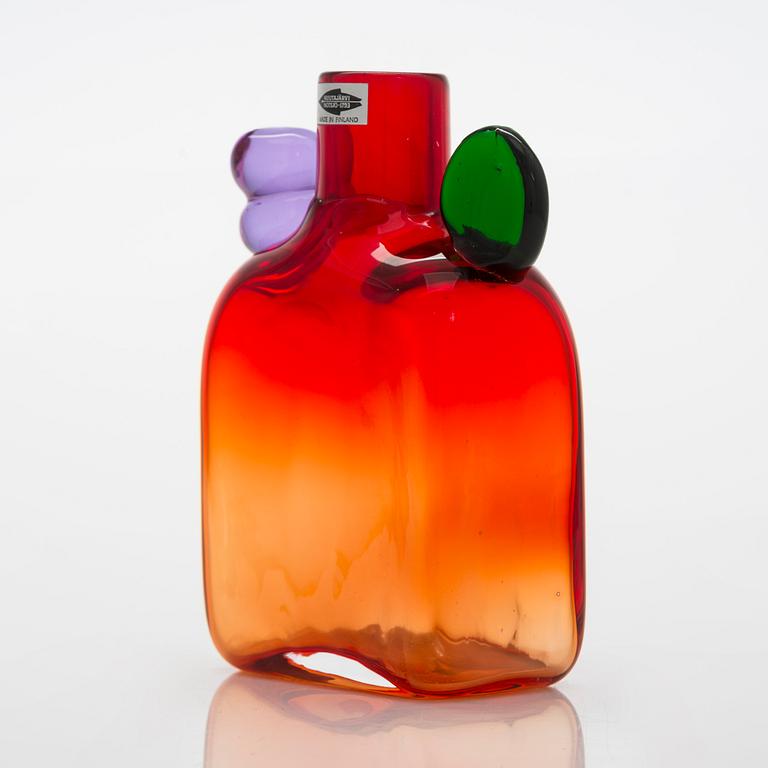 Oiva Toikka, flaska, "Pompom", signerad Oiva Toikka Nuutajärvi Notsjö.