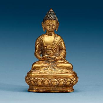 1493. BUDDHA, förgylld brons. Qing dynastin (1644-1911).