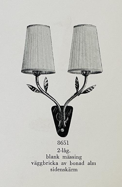 Harald Notini, a wall lamp model 8651, Arvid Böhlmarks Lampfabrik, Stockholm, 1940s.