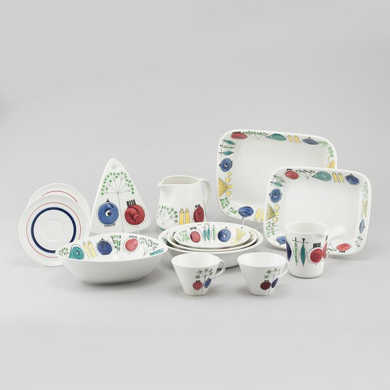MARIANNE WESTMAN, servisdelar, 11 st, flintgods, "Picknick" samt "Pomona", Rörstrand.