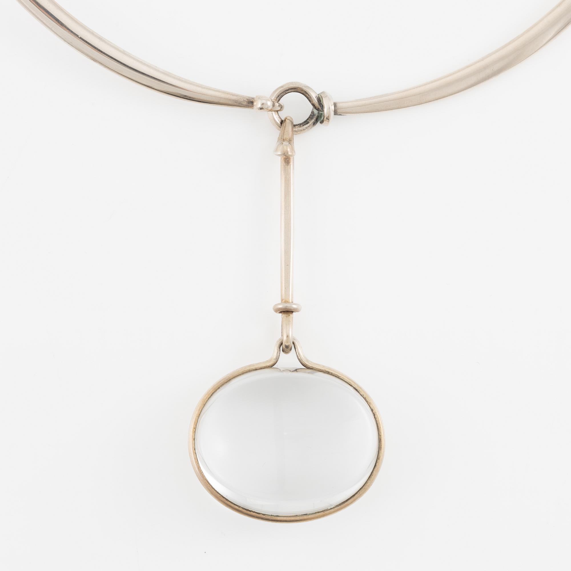 Vivianna Torun Bülow-Hübe, necklace, sterling silver and rock crystal, Georg Jensen, Denmark.
