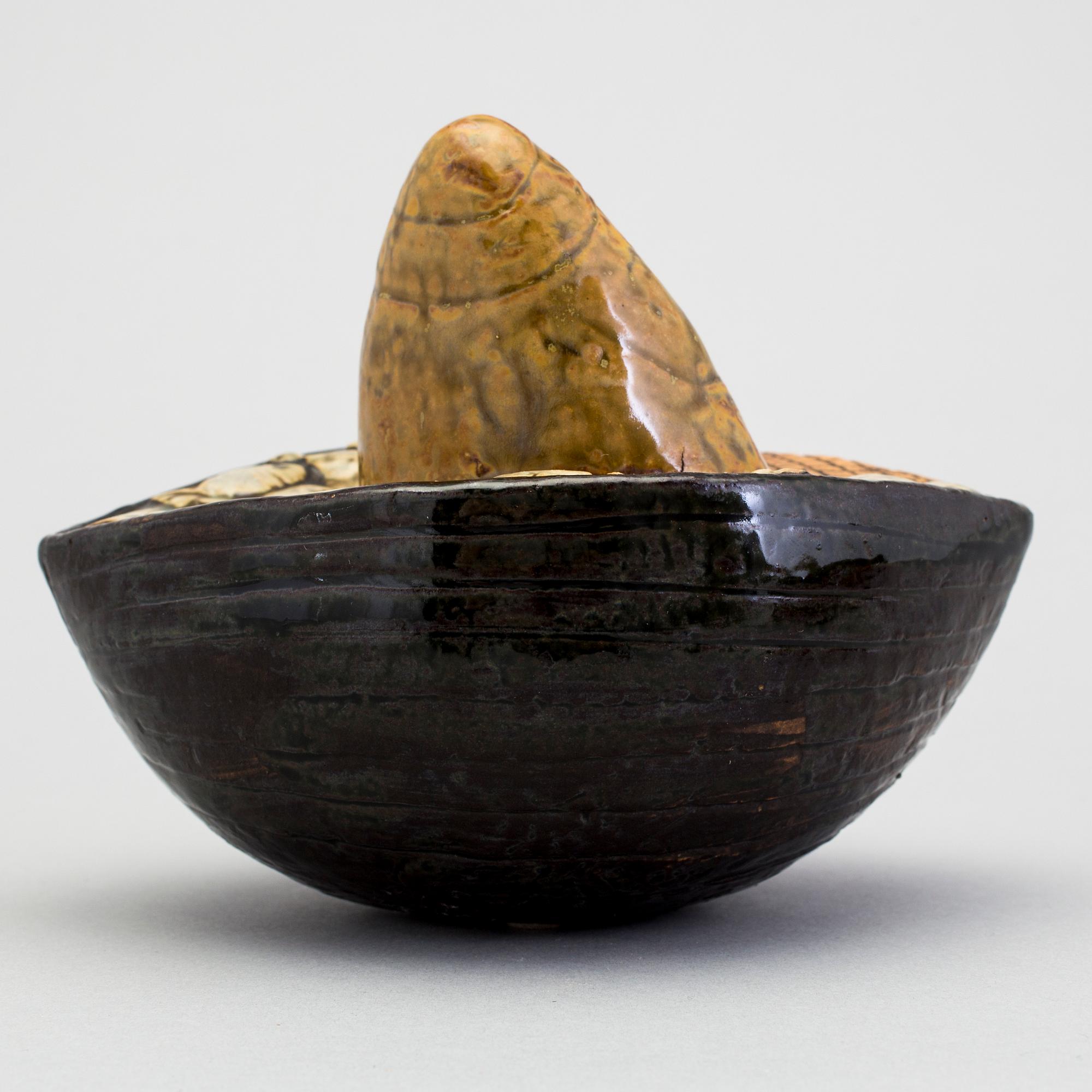 A stoneware sculpture "Fiskare" by Lisa Larson, Gustavsberg.