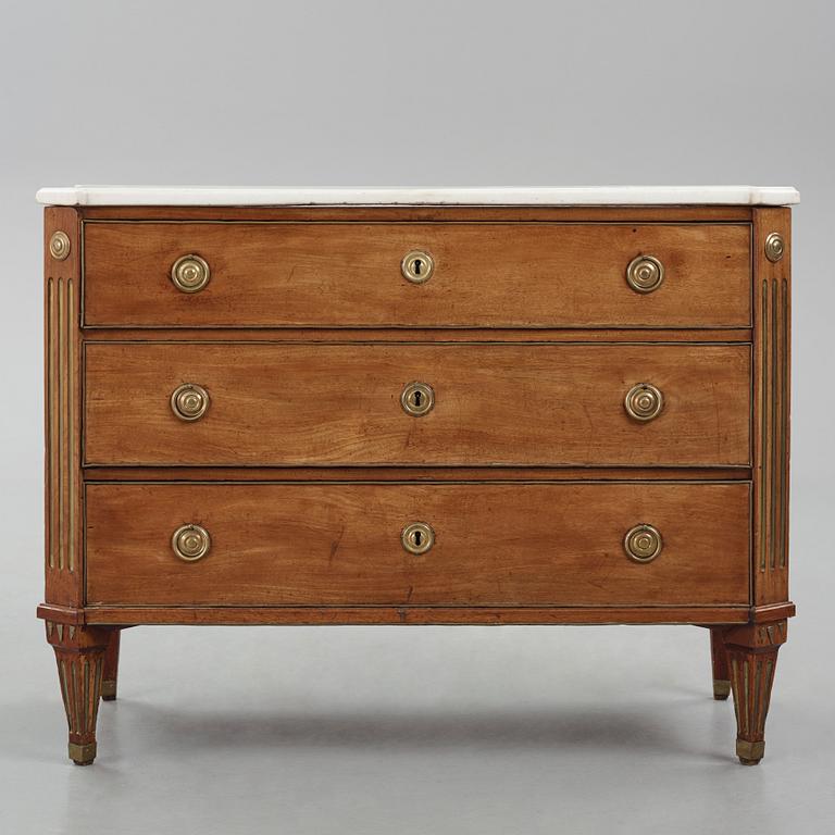 A late Gustavian mahogany and gilt-brass mounted commode, Stockholm, late 18th century.