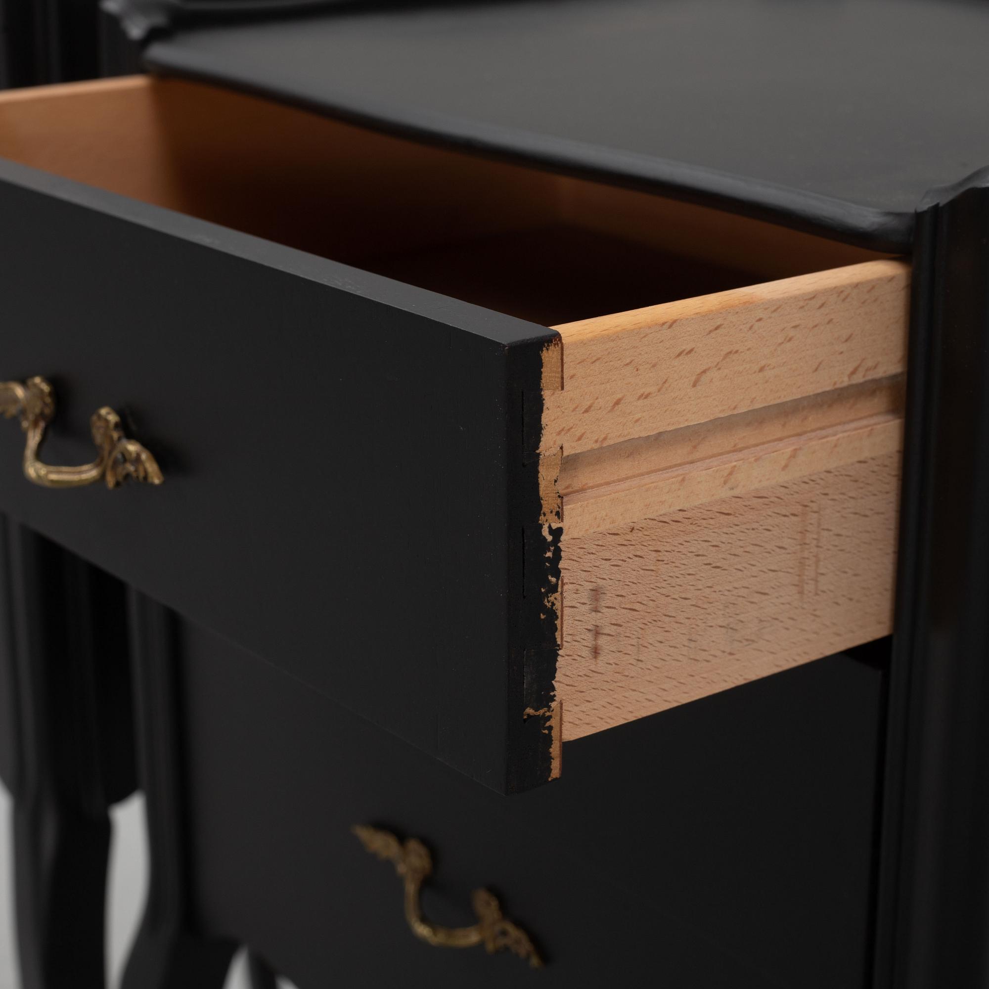A painted pair of bedside tables.