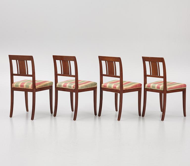 A set of four Empire chairs, southern Sweden, early 19th century.