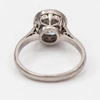 A platinum ring with a ca 2.45 ct brilliant cut diamond.