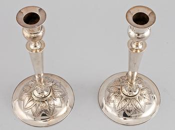 LJUSSTAKAR, ett par, silver, Carl-Petter Lampa, Stockholm 1837.