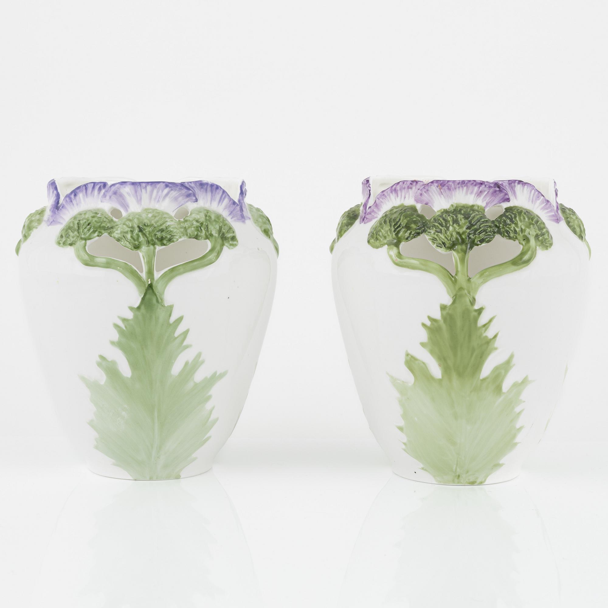 A pair of Art Nouveau vases, Rörstrand, early 20th Century.