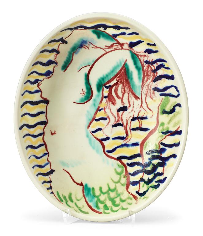 A Rörstrand stoneware bowl decorated by Isaac Grünewald 1943.