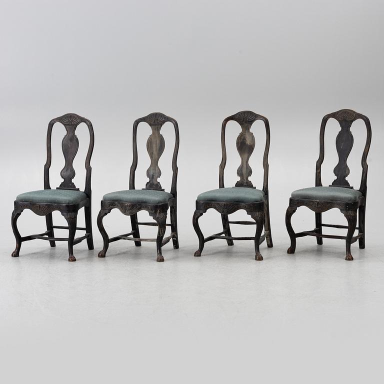 Four chairs, second half of the 18th century, Rococo.