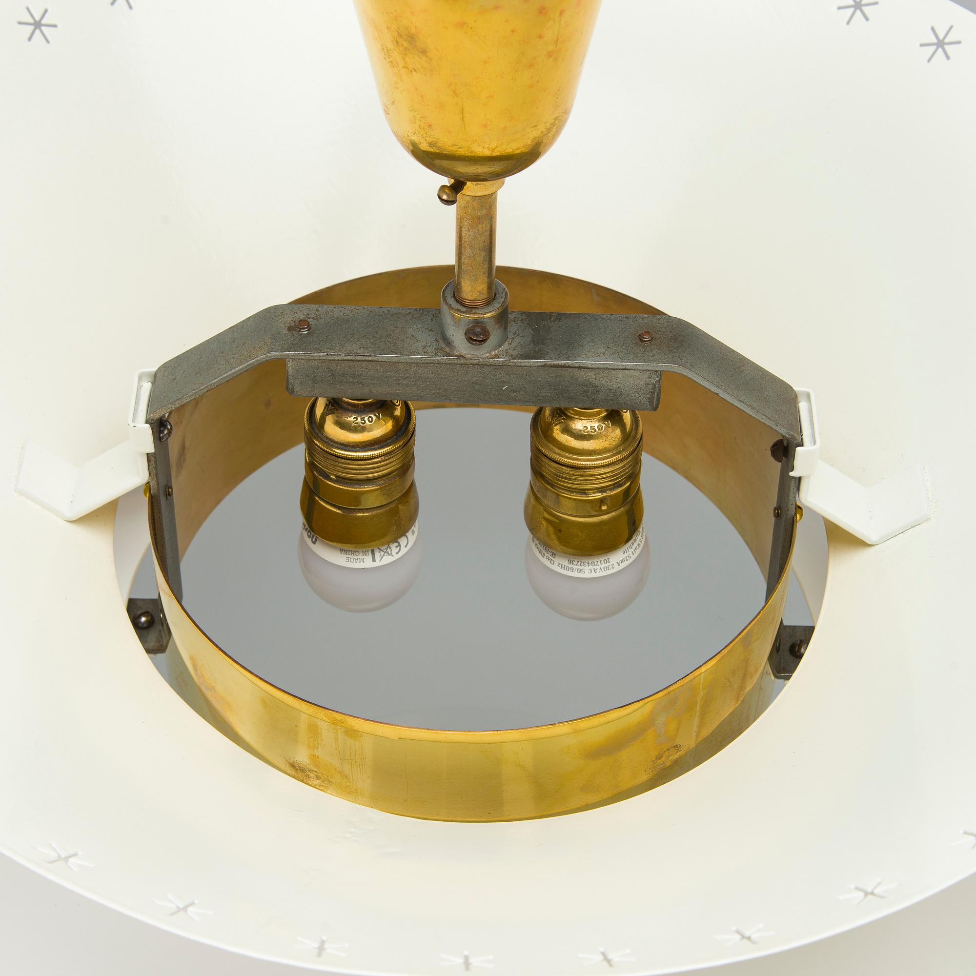 Paavo Tynell, a pair of ceiling lights, made to order, Taito, mid-20th century.