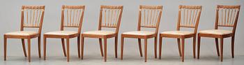 A set of six Josef Frank mahogany chairs by Svenskt Tenn, model 1165.