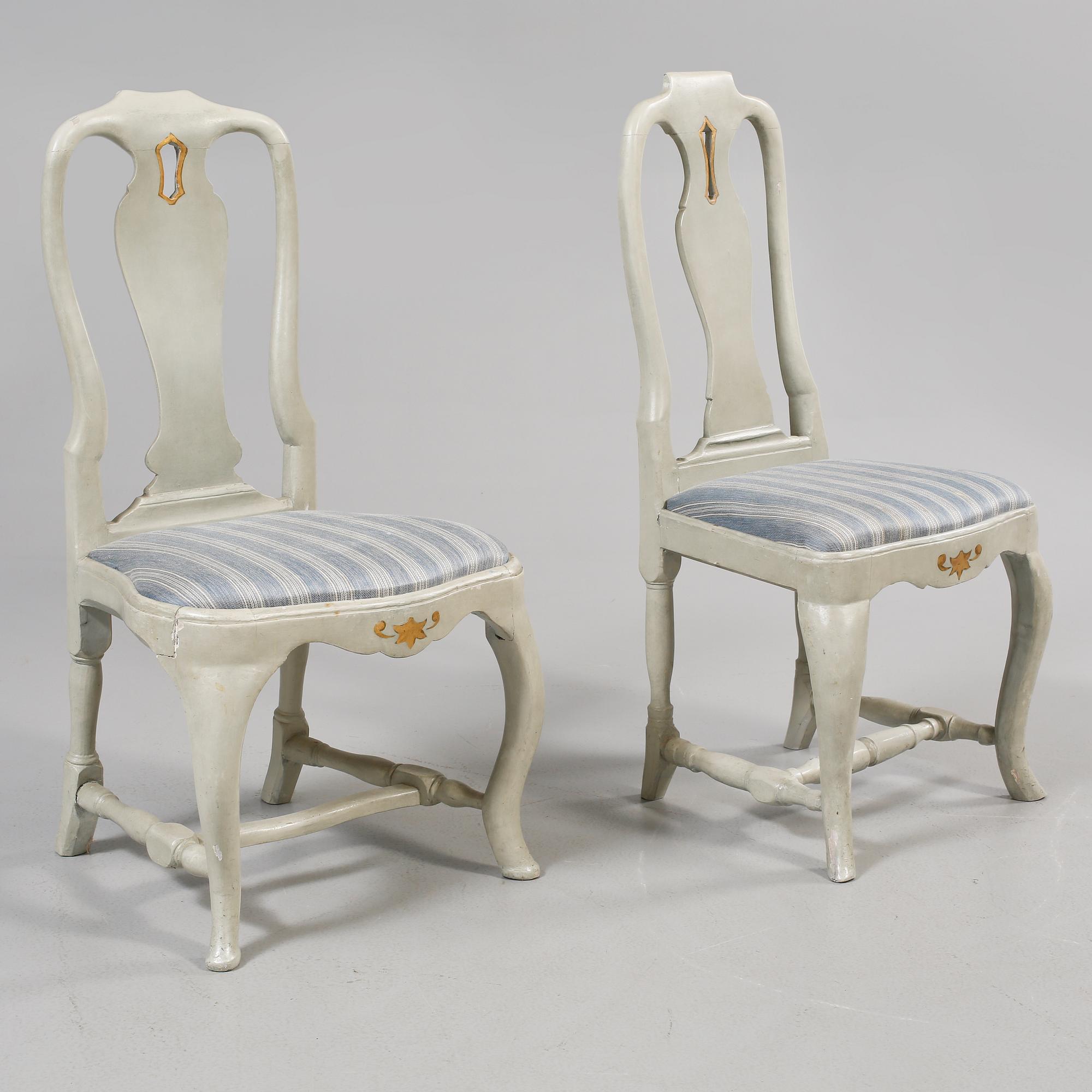 STOLAR, två stycken, rokoko, 1700-tal.