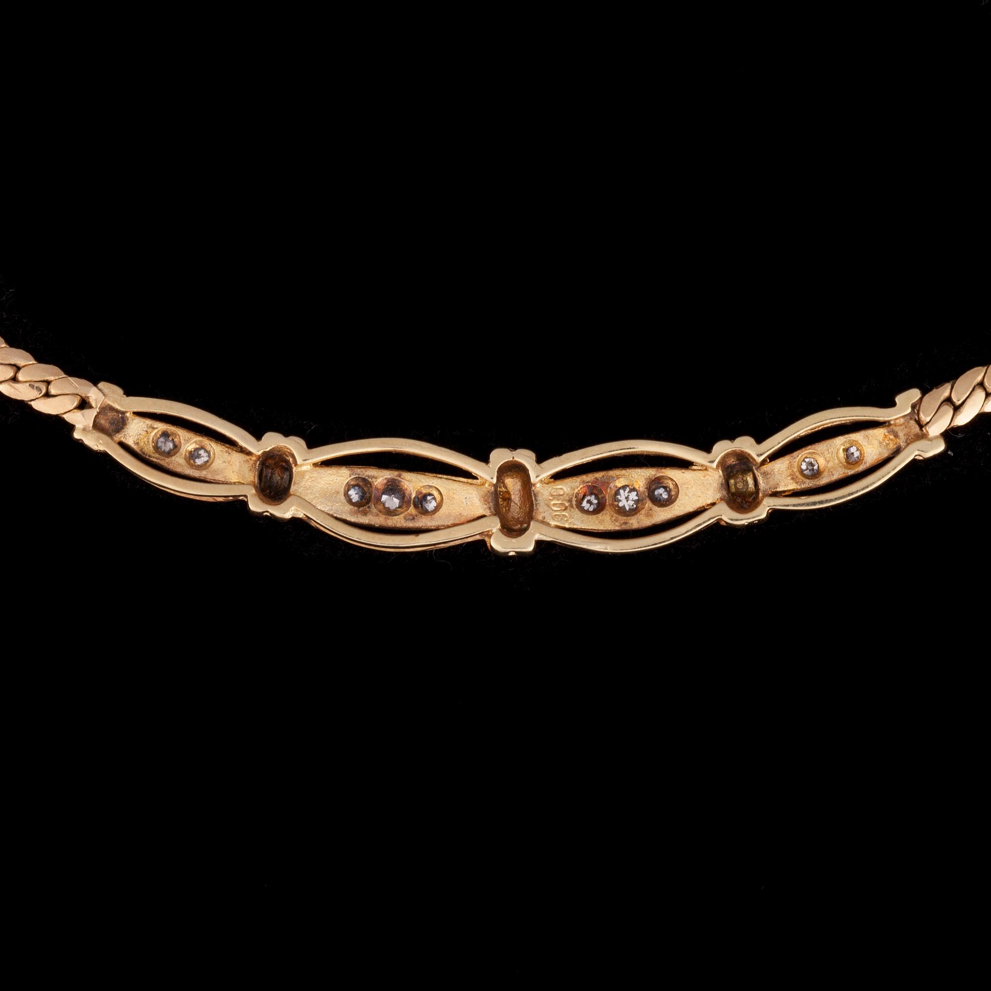 SMYCKESSET, 14K guld, diamanter. Vikt ca 17,2 g.