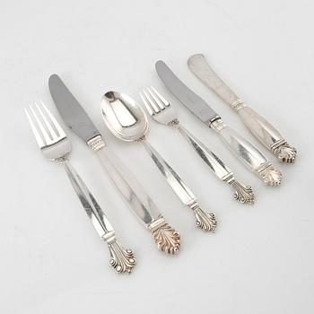 Johan Rohde, Bestick 107 dlr "Dronning/Acanthus" sterlingsilver, för Georg Jensen.