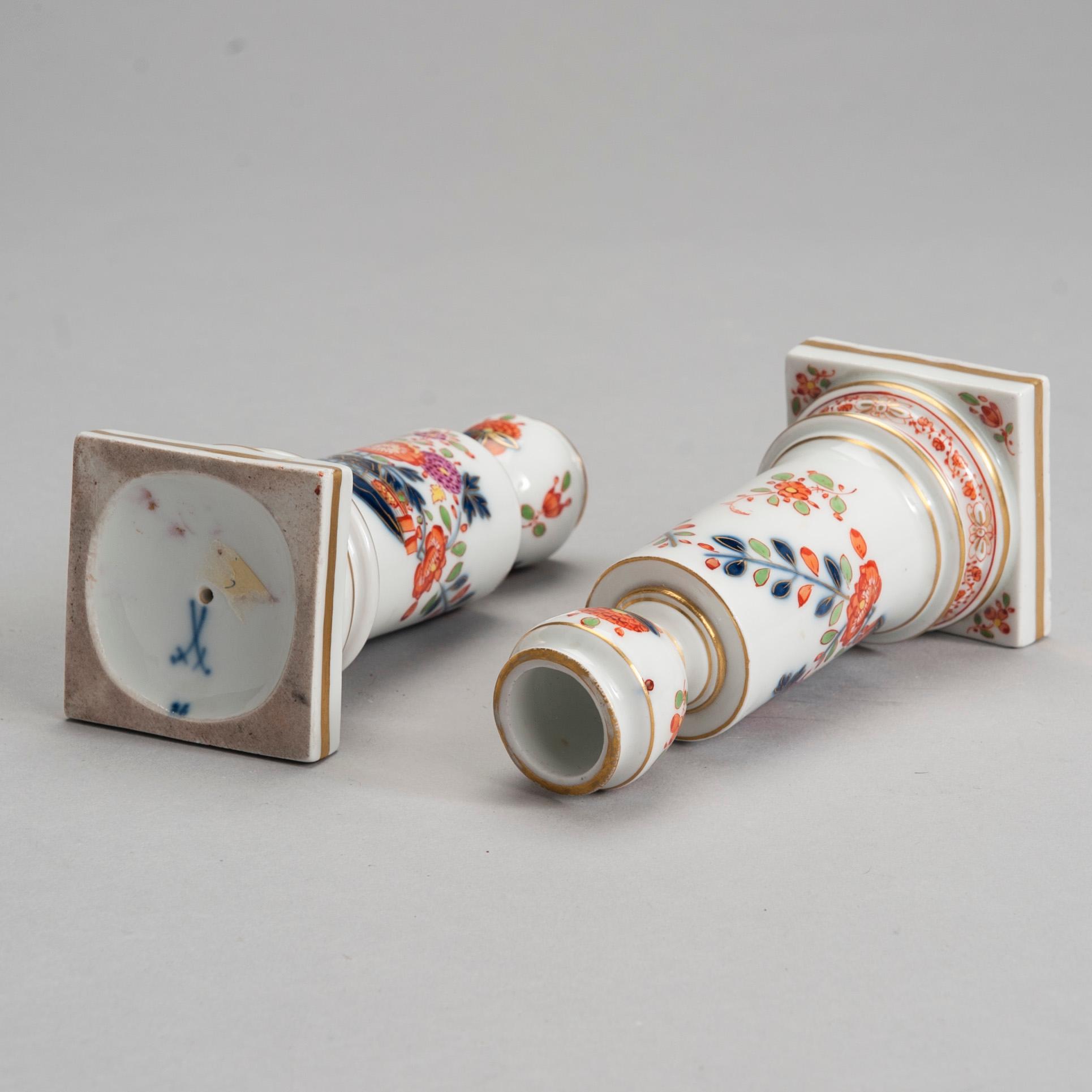 LJUSSTAKAR, ett par, porslin, Meissen, 1800-tal.