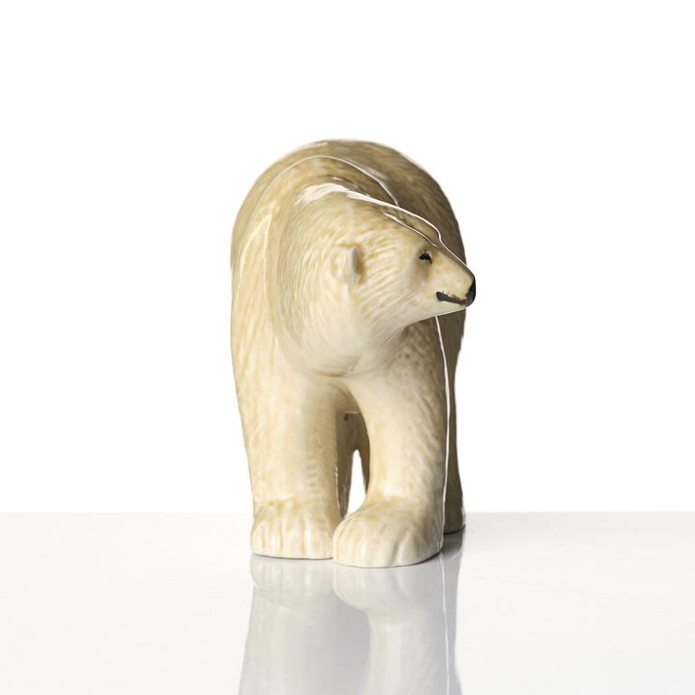 Lisa Larson, figurines 2 pcs, stoneware, polar bear from the Skansen series, and Pelle from Larson's children.