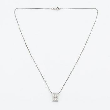 Pendant, 18K white gold with brilliant-cut diamonds, total 0.39 ct according to engraving, silver chain included.