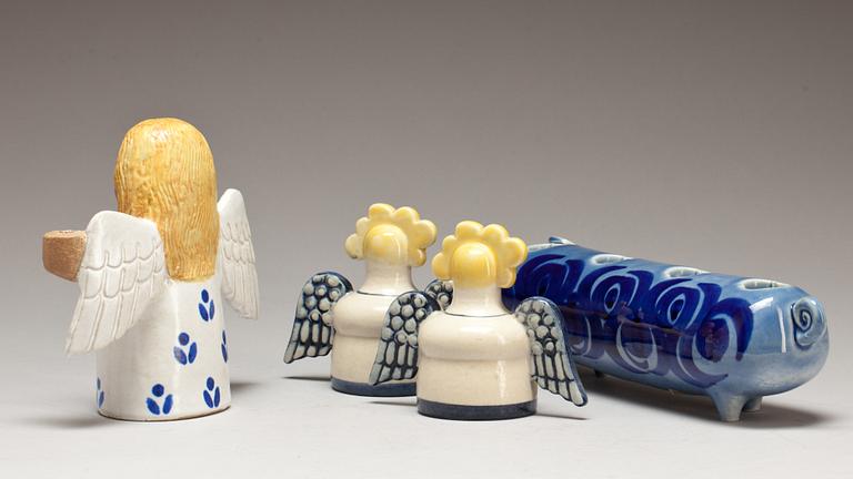 LJUSSTAKAR, 4 st, stengods, Lisa Larson, Gustavsberg.