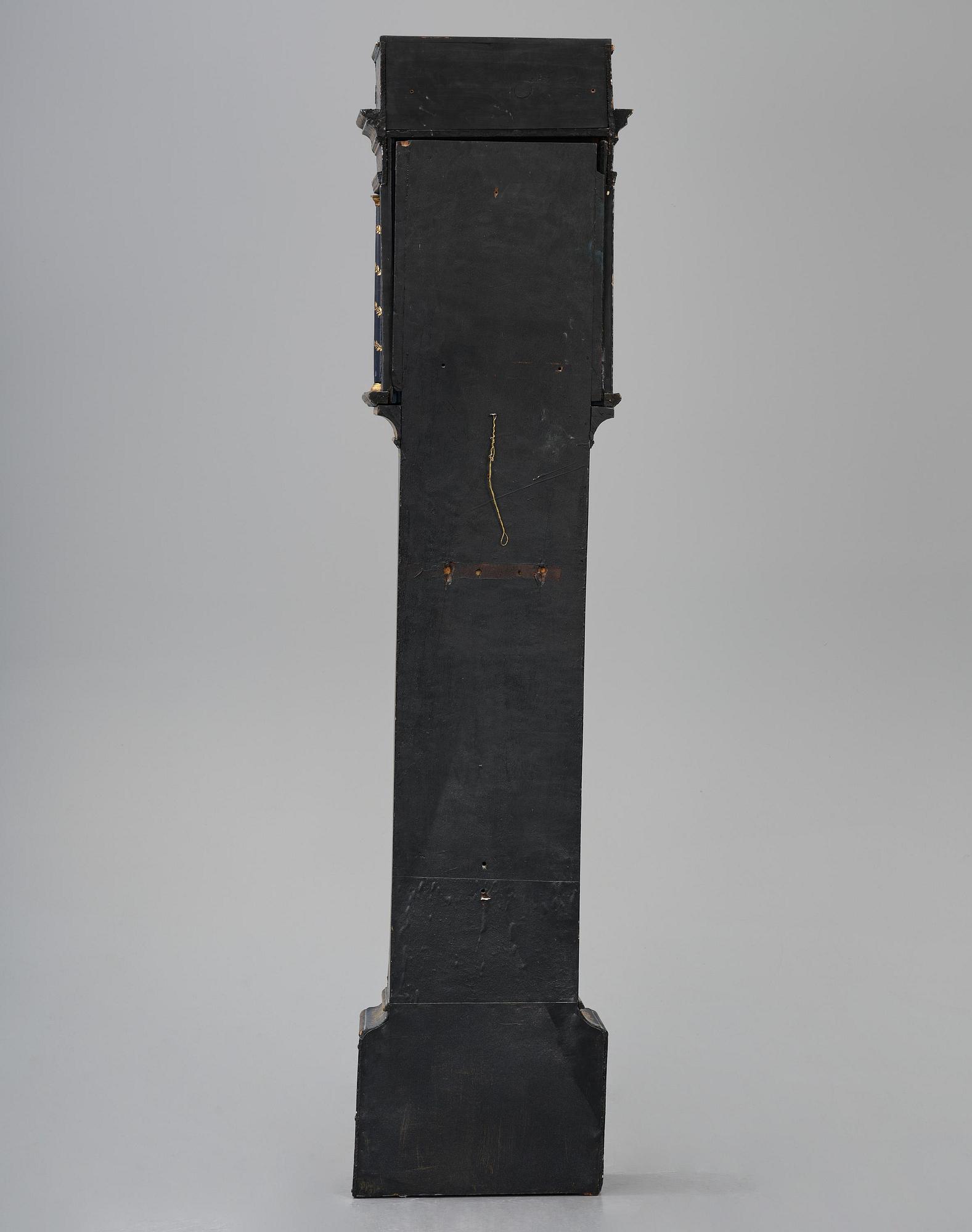 A George II blue-japanned longcase clock by William Barrow (watchmaker in London 1700-36).