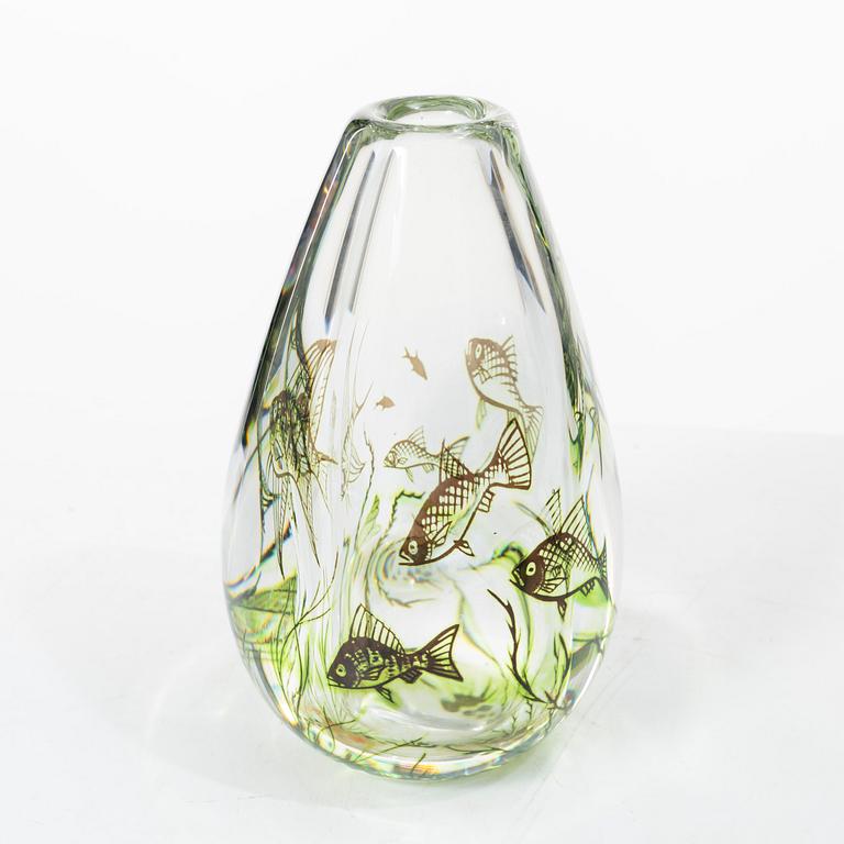 Edward Hald, a 'fiskgraal' vase, Orrefors, Sweden, signed.