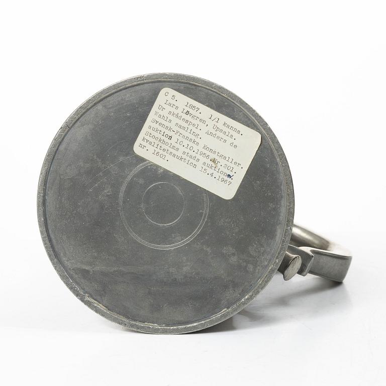 Measuring vessel, jug by Lars Lövgren, Uppsala, 1857.