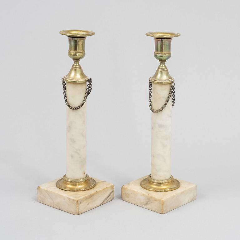 A pair of Gustavian style candle sticks, Sweden, second half of the 19th century.