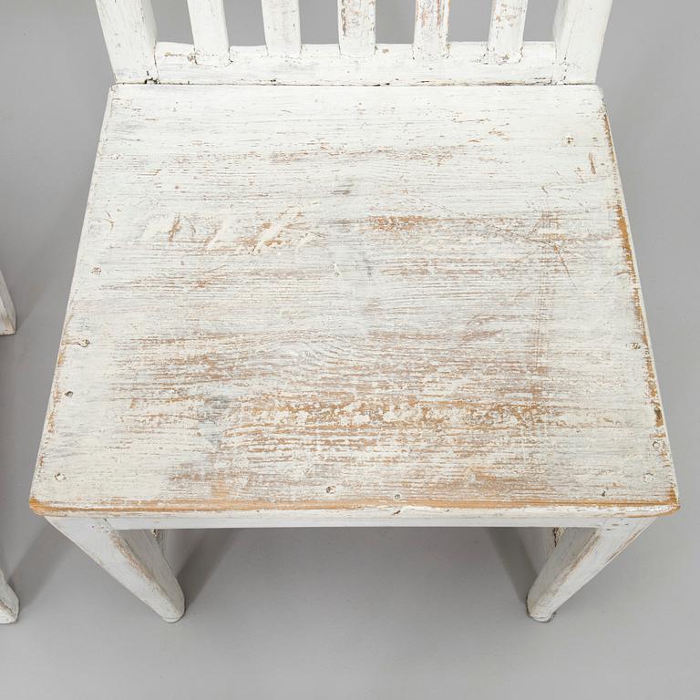 Stolar, 6 st, snarlika, sengustavianska, 1800-talets första hälft.