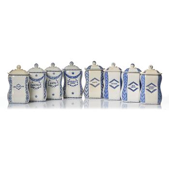 Wilhelm Kåge, 30 ceramic spice jars, Gustavsberg, Sweden, 1917 an onwards.