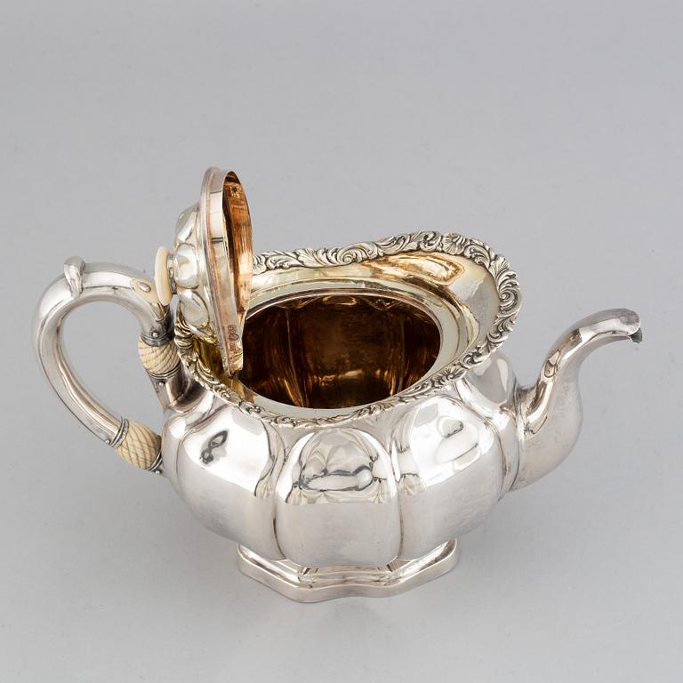 A Russian 19th century parcel-gilt silver tea-pot, mark of Adolf Sper, St. Petersburg 1837.