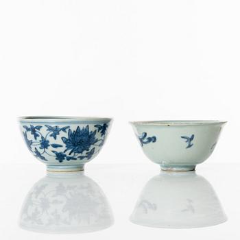 Two blue and white bowls, Ming dynasty (1368-1644).