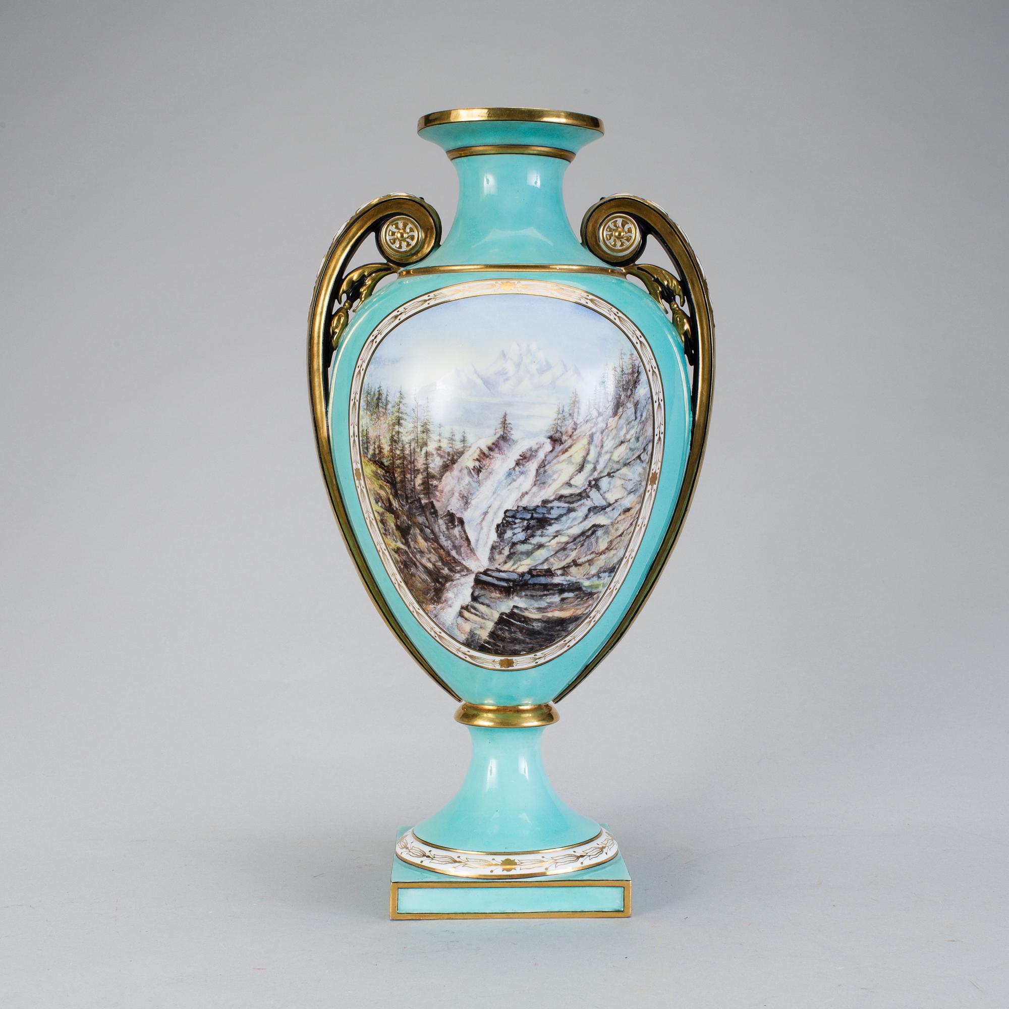 A PORCELAIN VASE, Rörstrand dated 1876.
