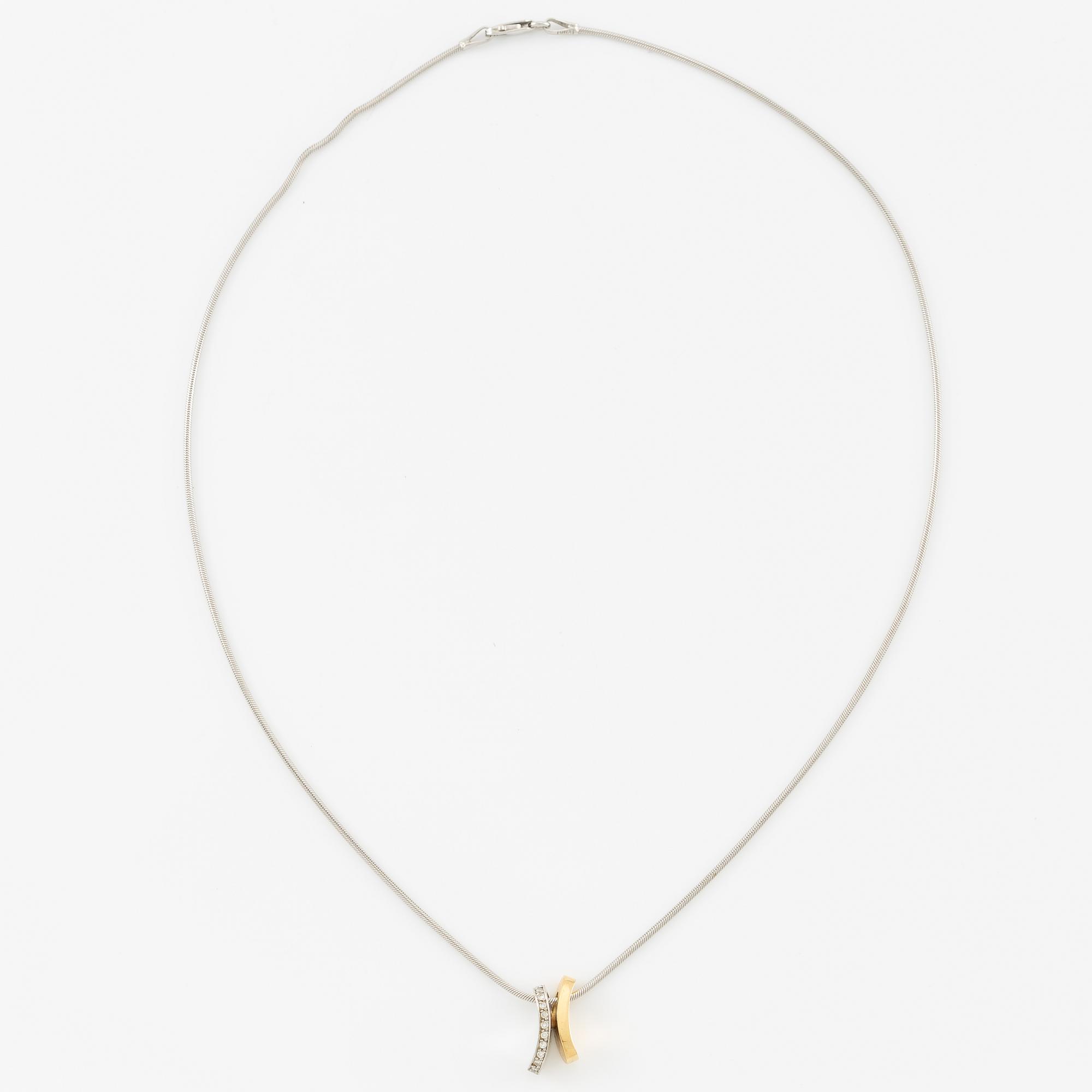 Hängsmycke, Engelbert, 18K guld/vitguld med briljantslipade diamanter, kedja 18K vitguld.