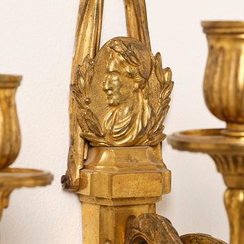 Appliquer, ett par, för tre ljus, Nordeuropa, sent 1700-tal, Louis XVI.