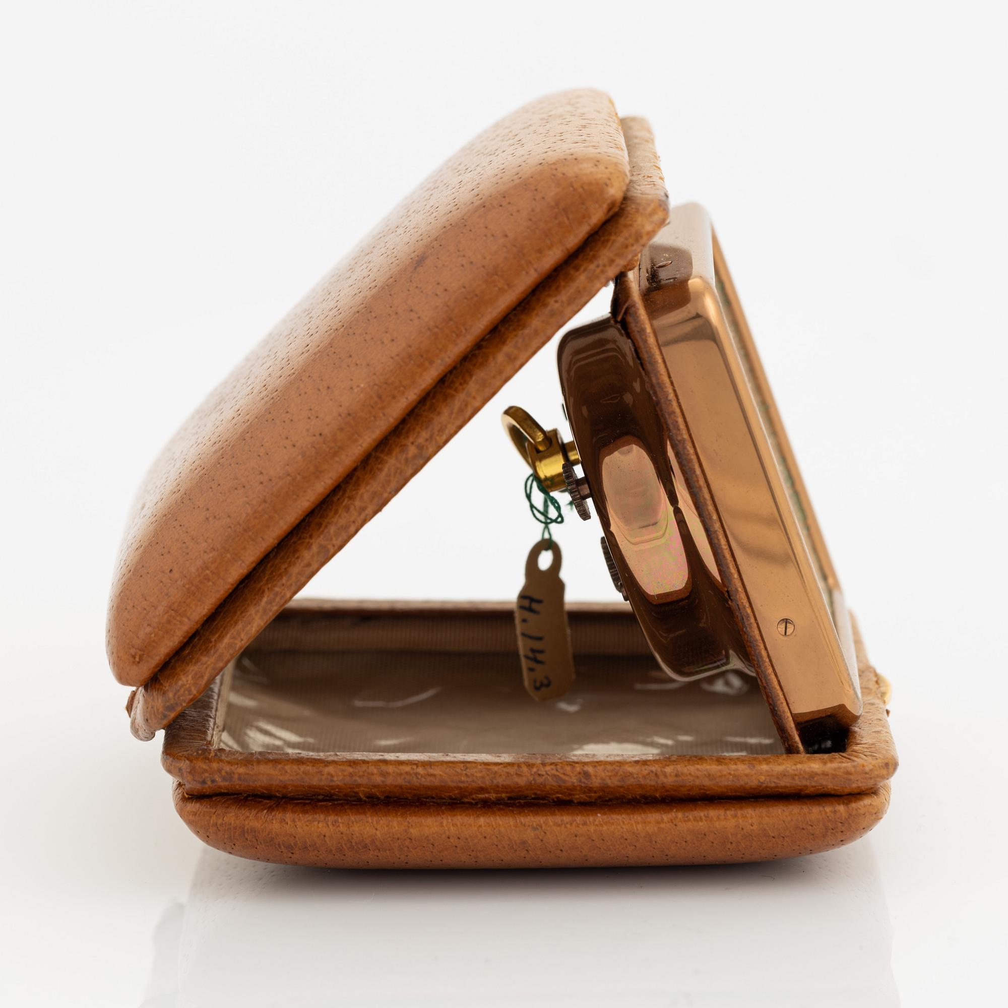 Jaeger, travel alarm clock, 72 x 85 x 34 mm.