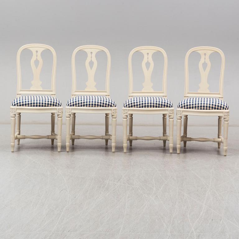 Four Swedish Gustavian style 'Hallunda' dining chairs from IKEA's 18th century collection.